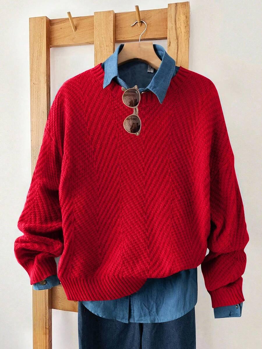 czerwony sweter dzianina