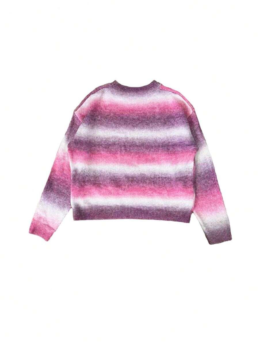 RÓŻOWY SWETER W PASKI domieszka wełny