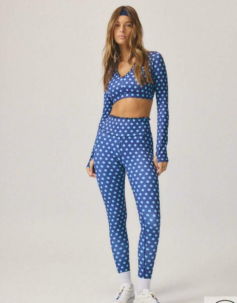 KOMPLET TOP LEGGINSY WZÓR GROSZKI 