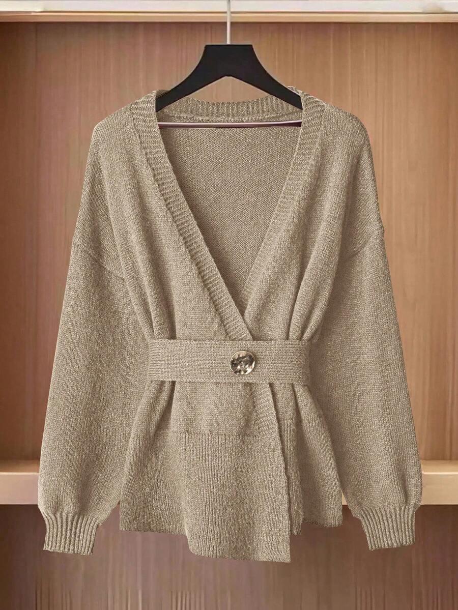 BEŻOWY SWETER DŁUGI RĘKAW