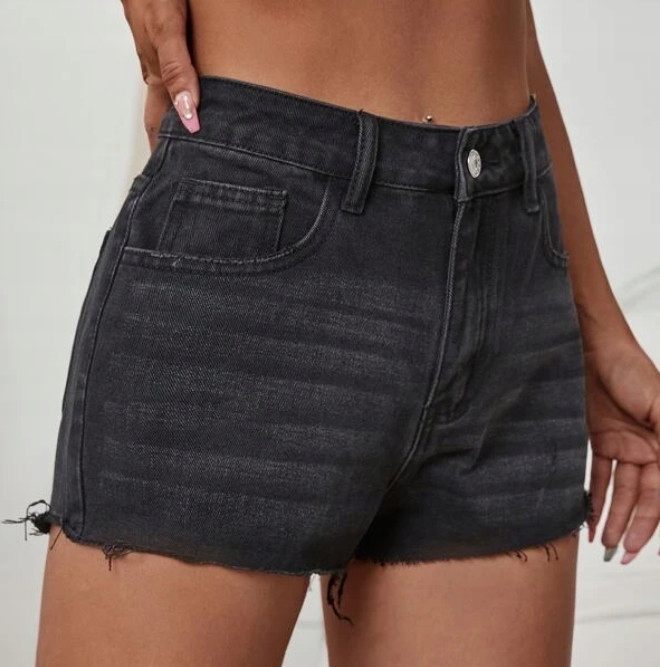 CZARNE KRÓTKIE SPODENKI JEANS