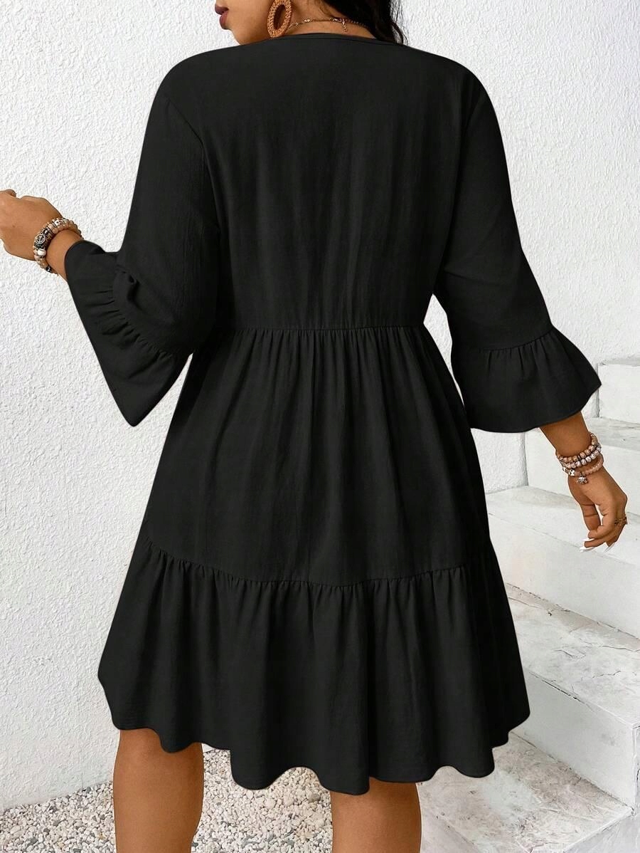 CZARNA SUKIENKA V-NECK 