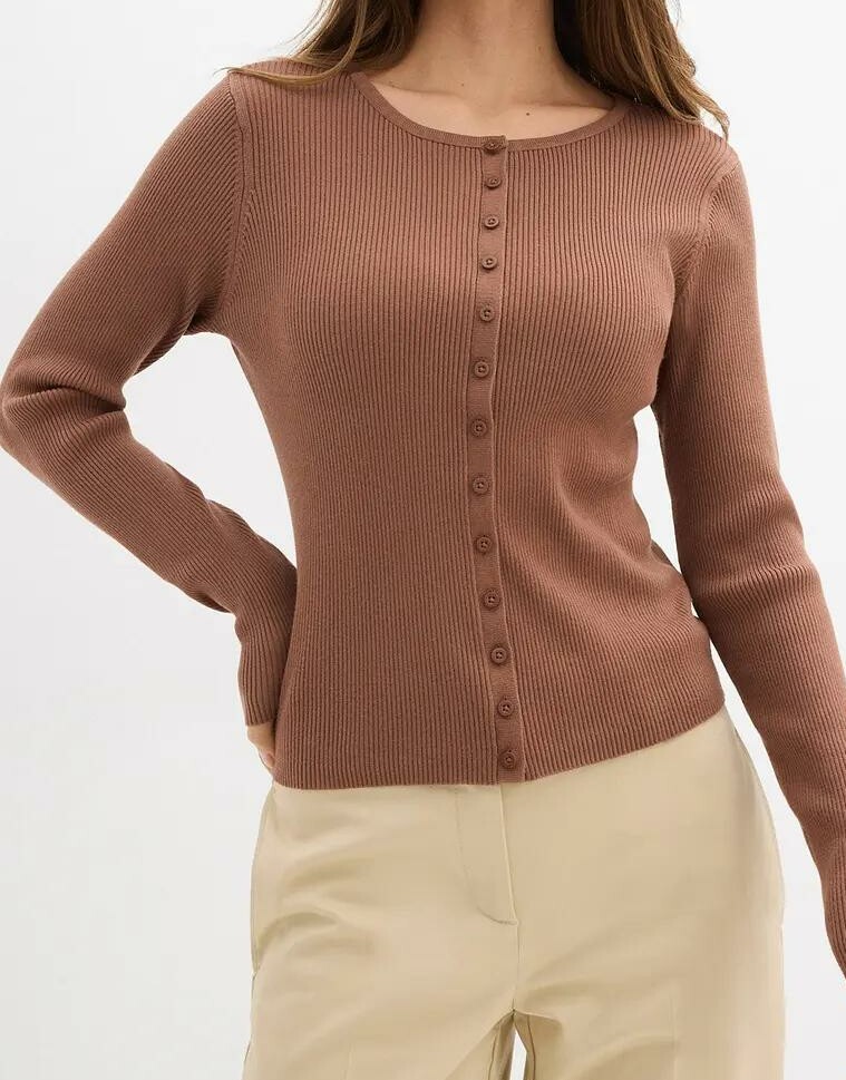 SWETER DAMSKI WISKOZOWY ROZPINANY Z OKRĄGŁYM DEKOLTEM