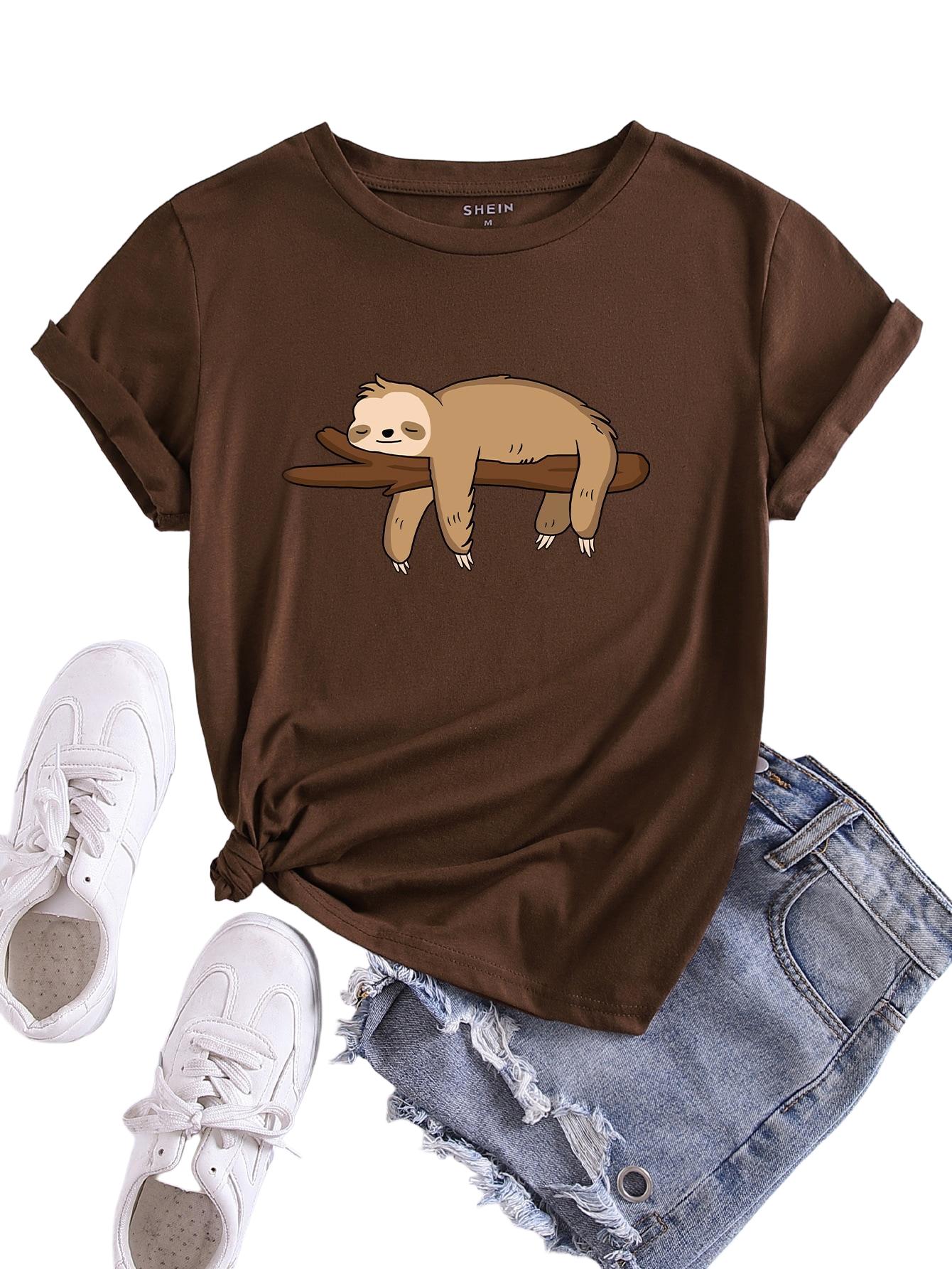 T-SHIRT DAMSKI BAWEŁNIANY Z NADRUKIEM