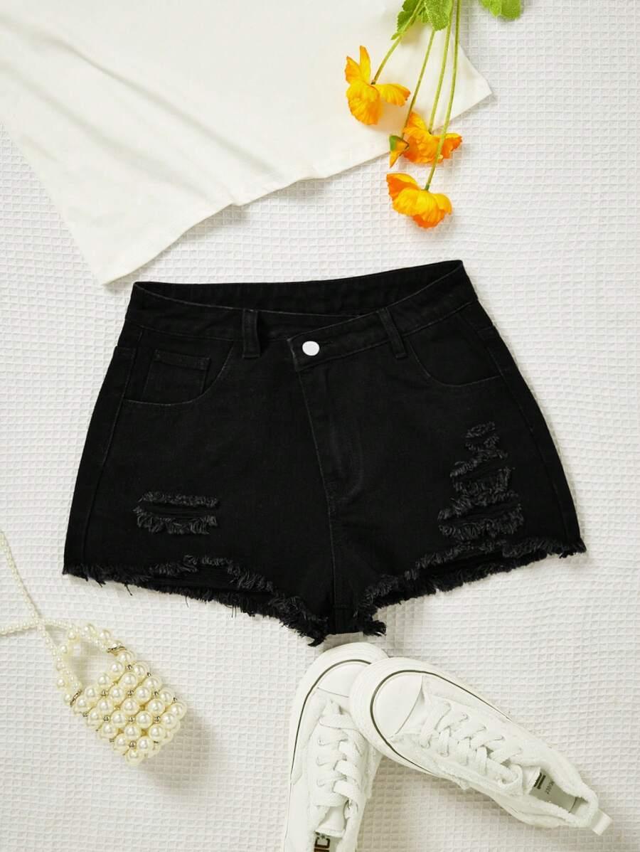 czarne spodenki jeans