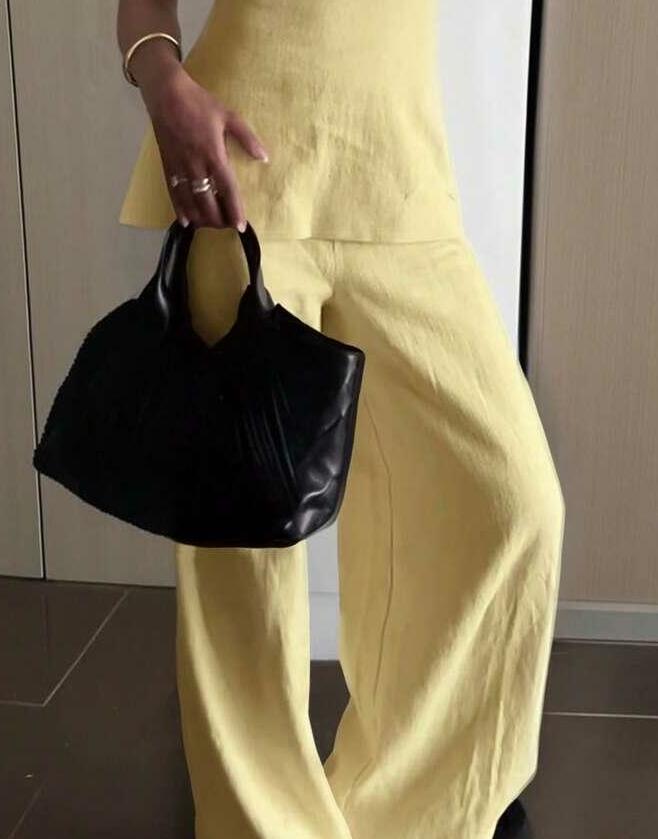 żółte spodnie casual