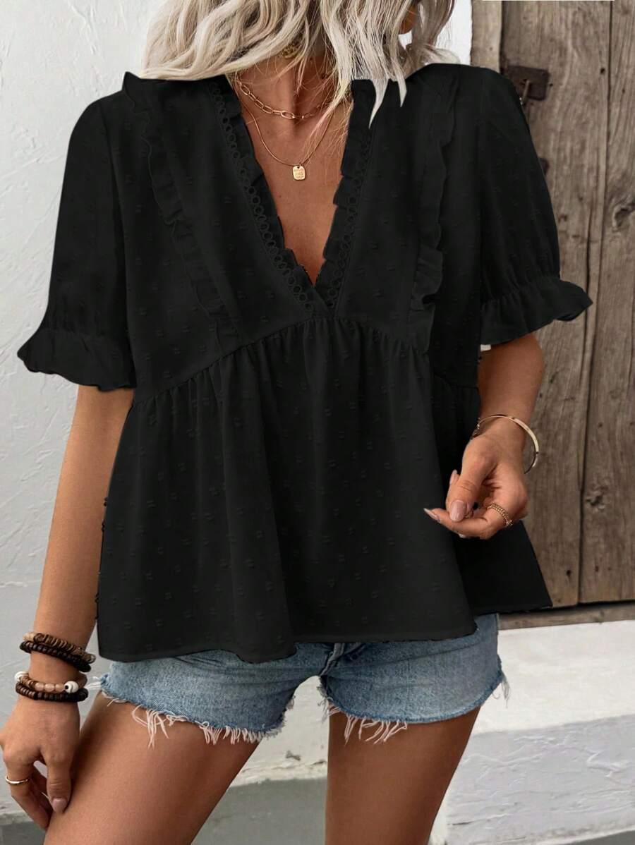 CZARNA BLUZKA V-NECK