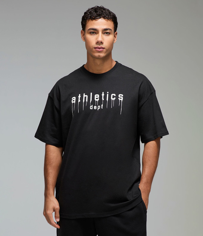 CZARNY T-SHIRT NADRUK