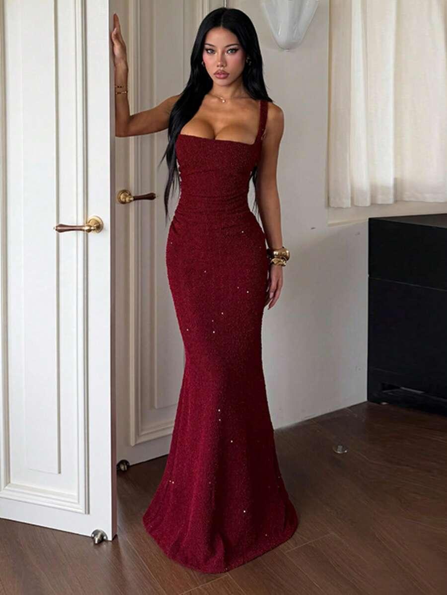 CZERWONA MAXI SUKIENKA