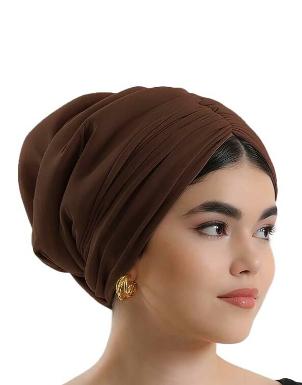 brązowy turban na głowę