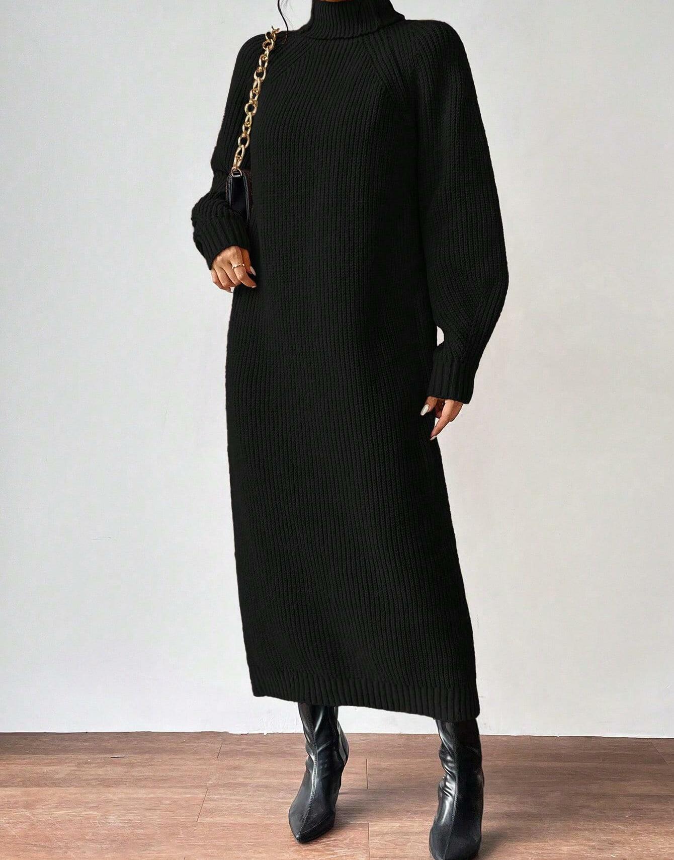 CZARNA DZIANINOWA SUKIENKA OVERSIZE GOLF
