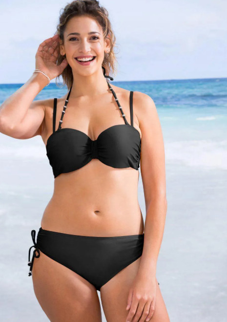 czarny dół od bikini marszczenie 