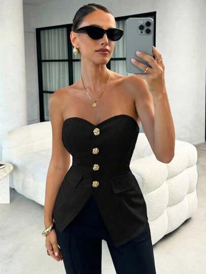 CZARNY TOP CASUAL