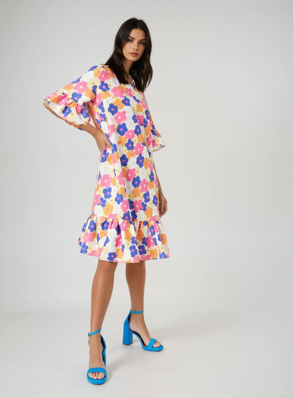 SUKIENKA FALBANA PRINT KWIATY
