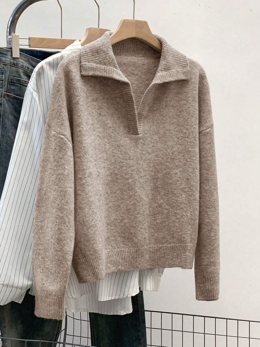 brązowy sweter z domieszką wełny