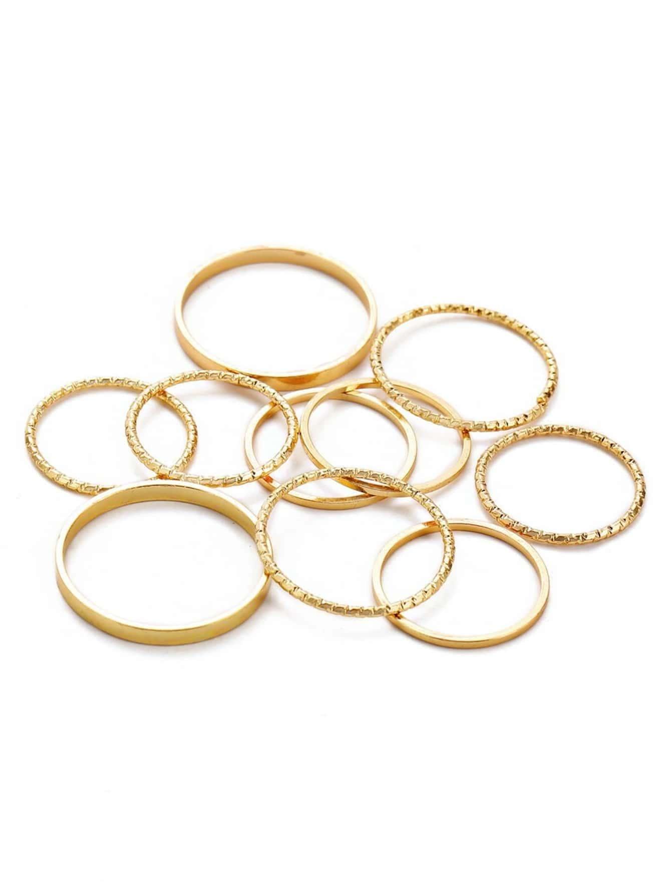 ZESTAW ZŁOTYCH PIERŚCIONKÓW 10-PACK