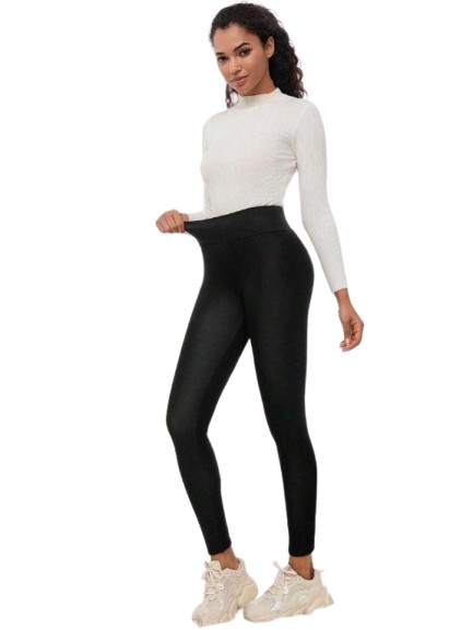 CZARNE OCIEPLANE LEGGINSY 