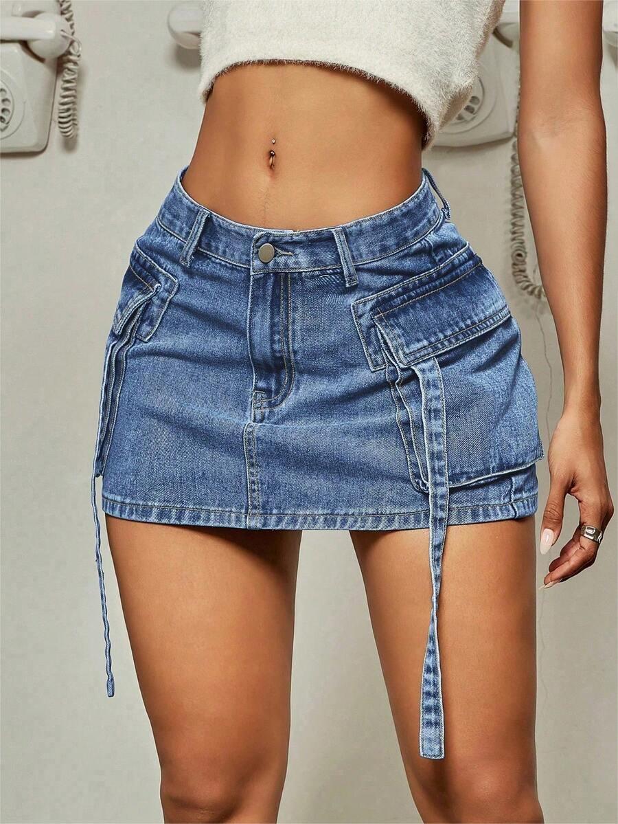 niebieska spódnica jeans 
