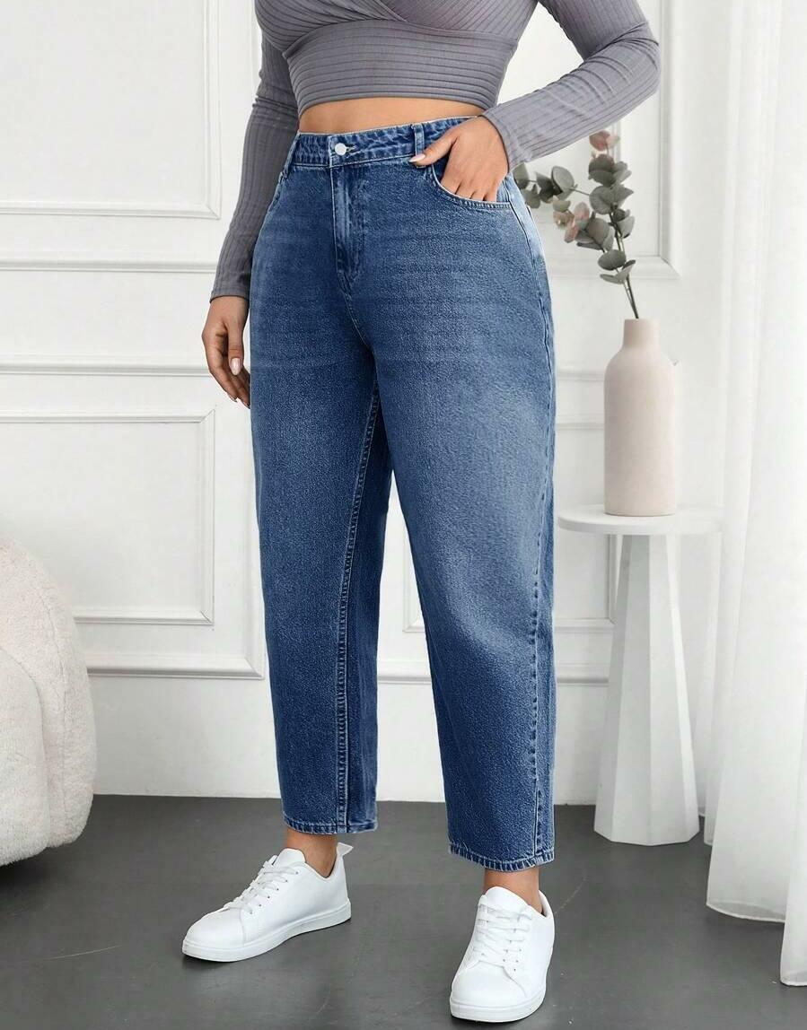 NIEBIESKIE SPODNIE MOM JEANS