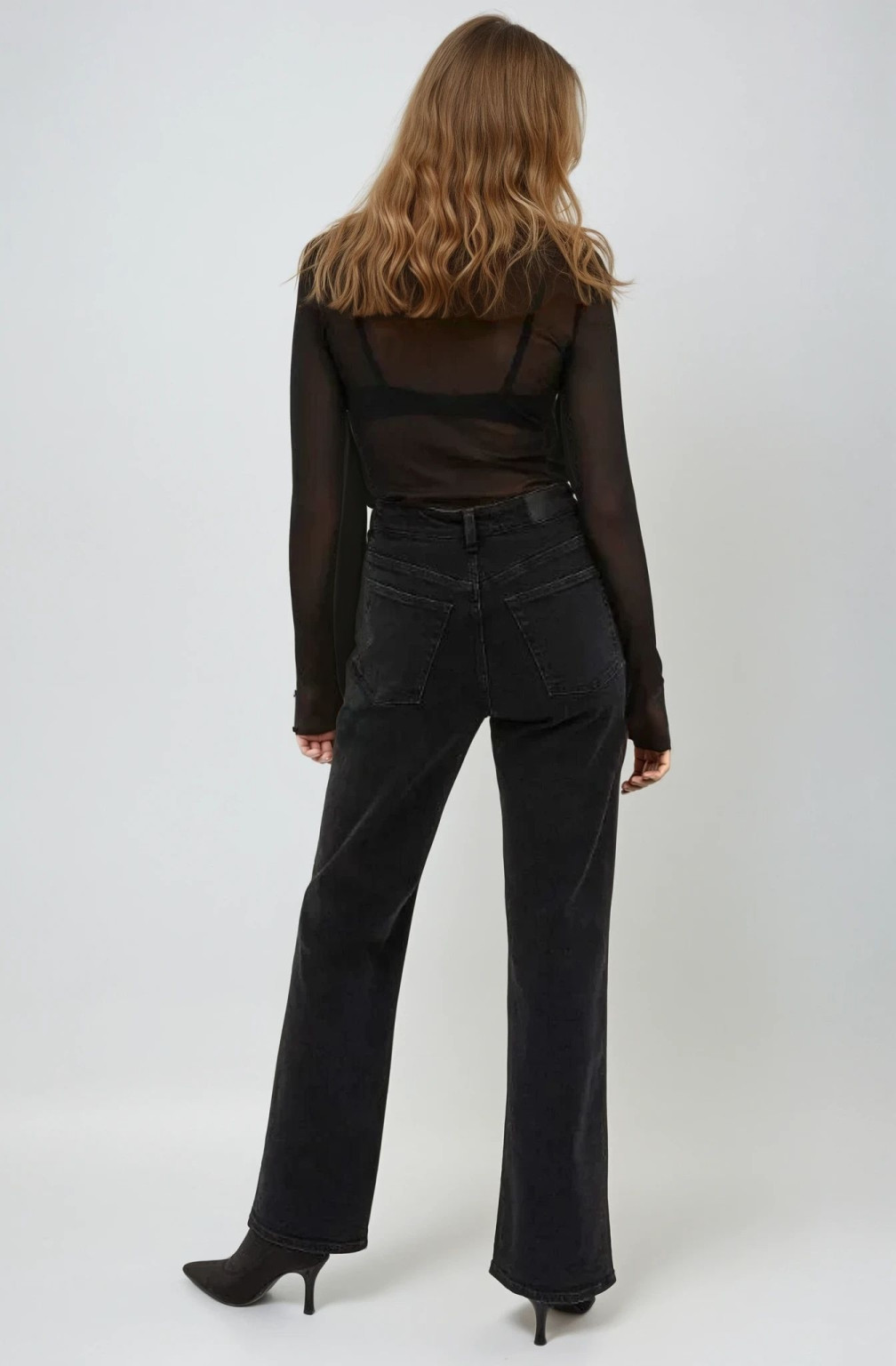 CZARNE SPODNIE JEANS WYSOKI STAN