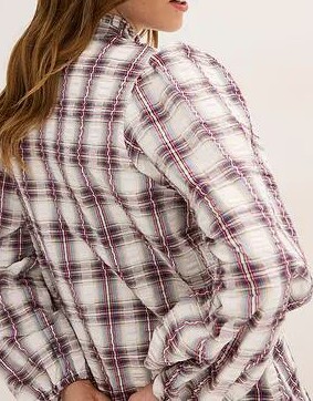 SUKIENKA KOSZULOWA PLUS SIZE W KRATKĘ TRAPEZOWA DEKOLT WIĄZANY
