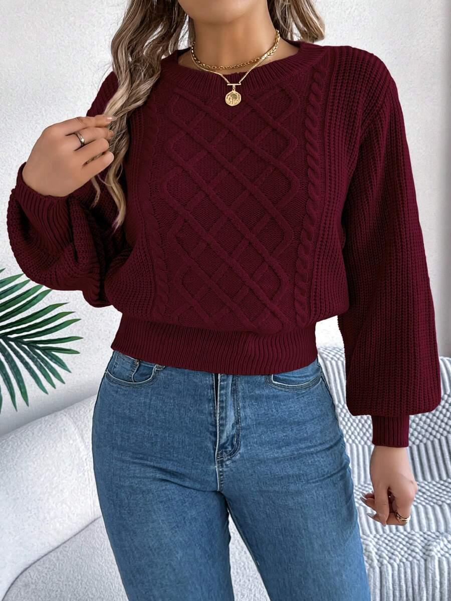 bordowy sweter splot