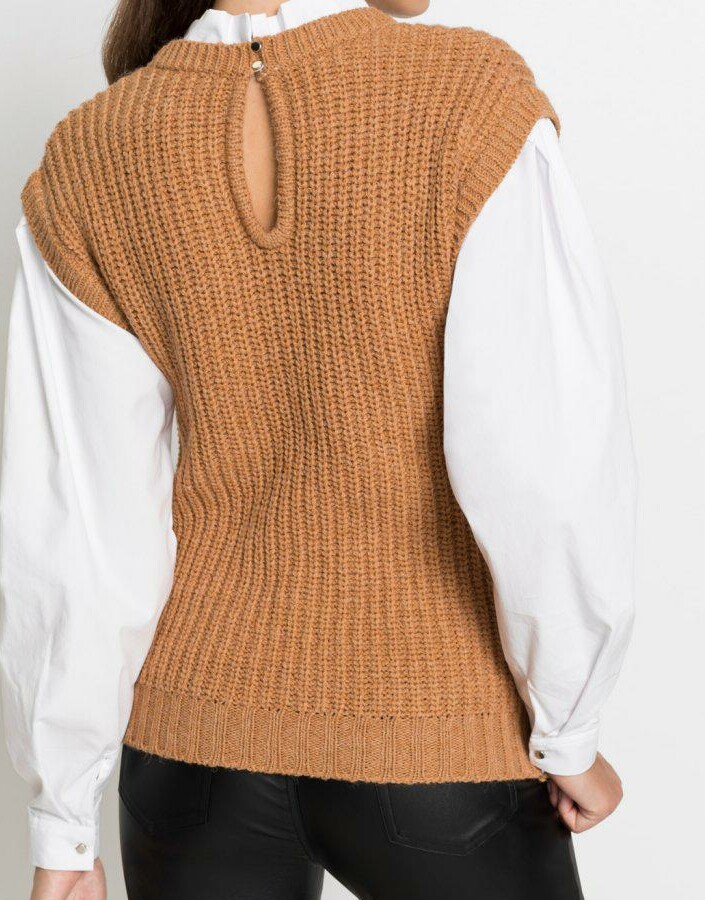 SWETER DAMSKI KOSZULOWA WSTAWKA 2W1