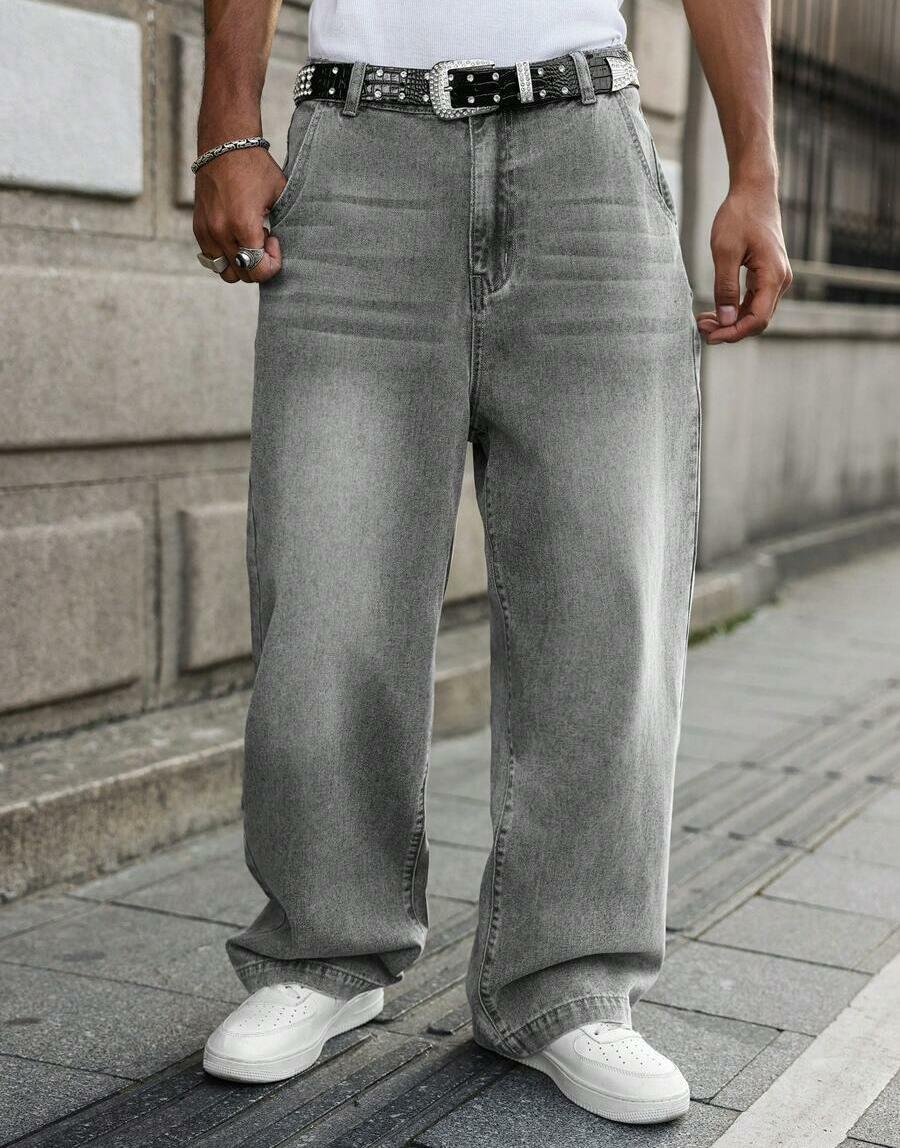 SZARE SPODNIE JEANS