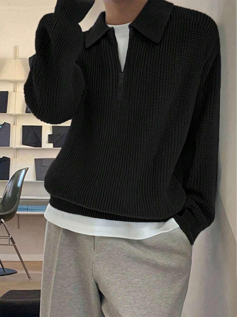 czarny sweter kołnierz zip