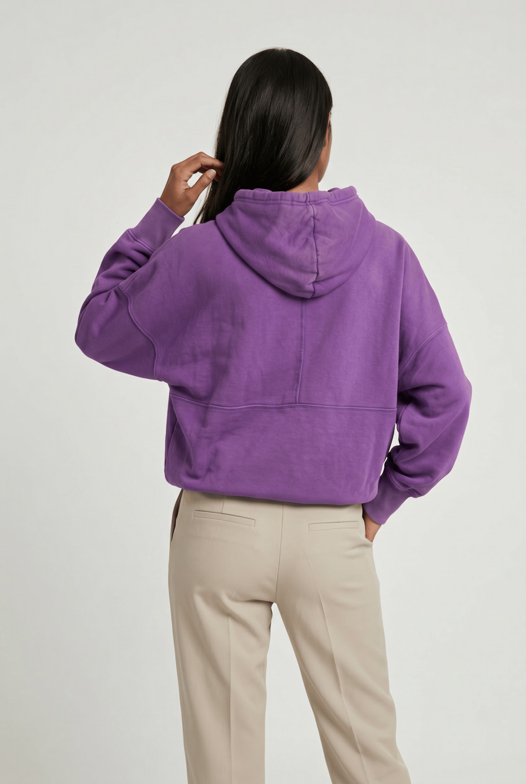 FIOLETOWA BLUZA OVERSIZE z kapturem