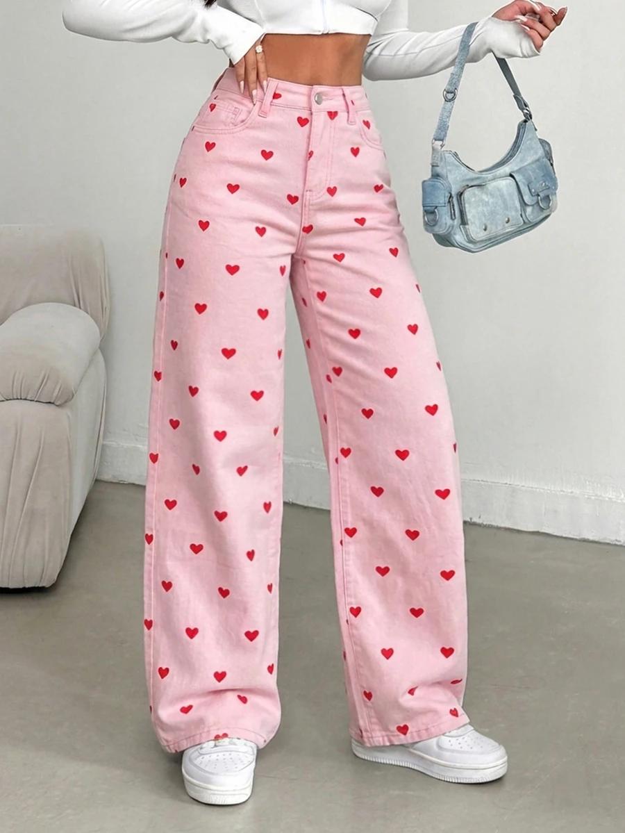 Jeansy Serce print 
