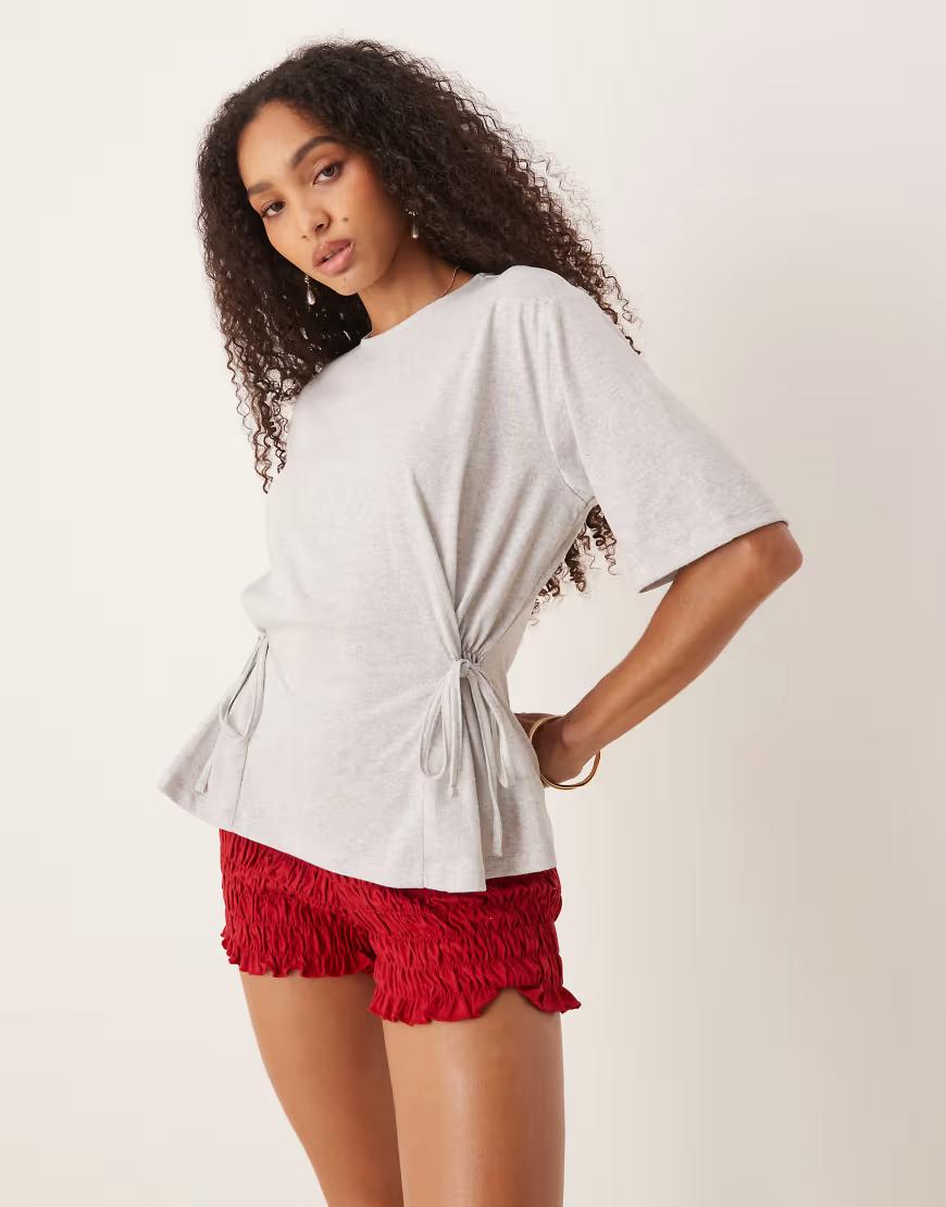 szara bluzka wiązanie oversize