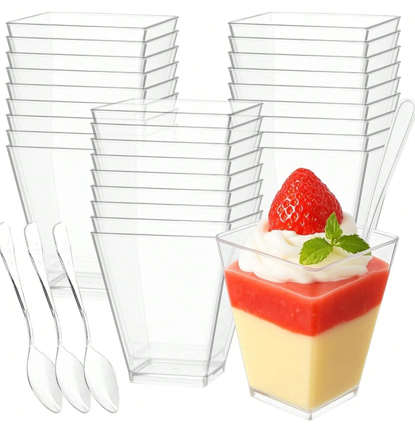 PLASTIKOWE KUBECZKI DESEROWE 25-PACK