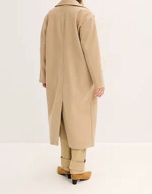 PŁASZCZ DAMSKI PLUS SIZE ECRU DO POŁOWY ŁYDKI
