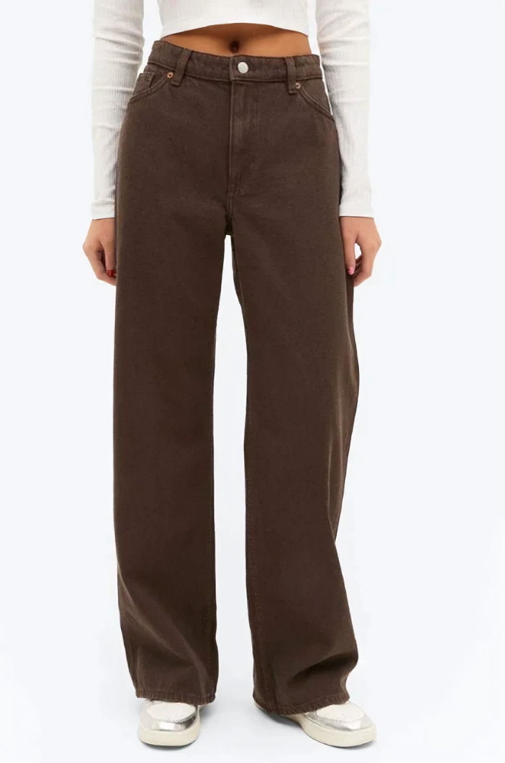 BRĄZOWE SPODNIE JEANS KIESZENIE