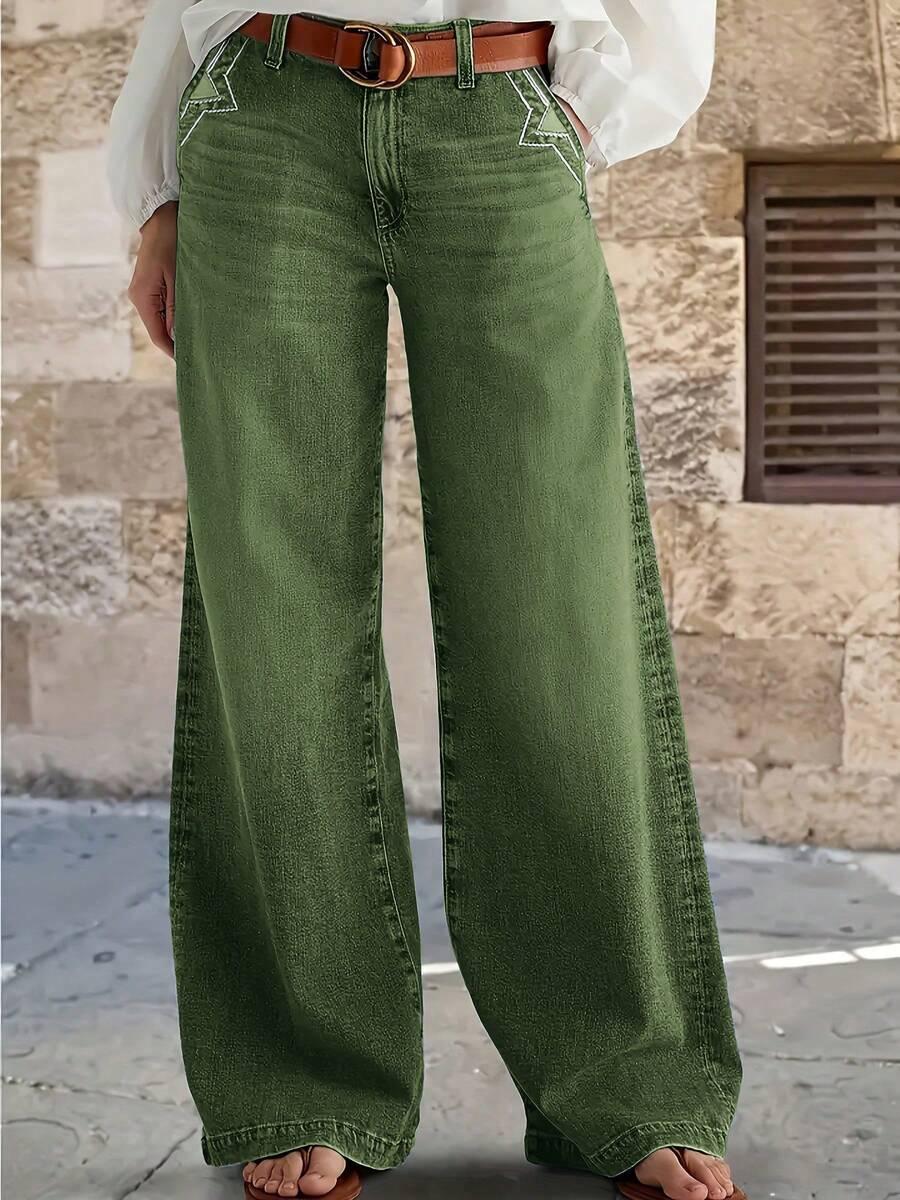 zielone spodnie jeans