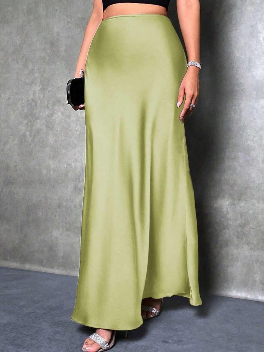 zielona maxi spódnica
