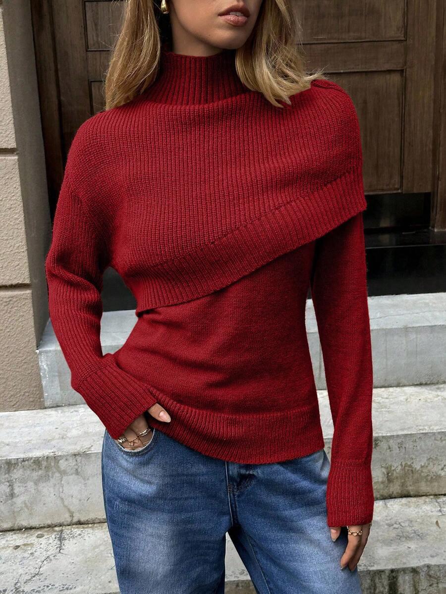 czerwony sweter półgolf