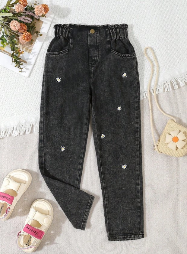 CZARNE SPODNIE JEANS HAFT