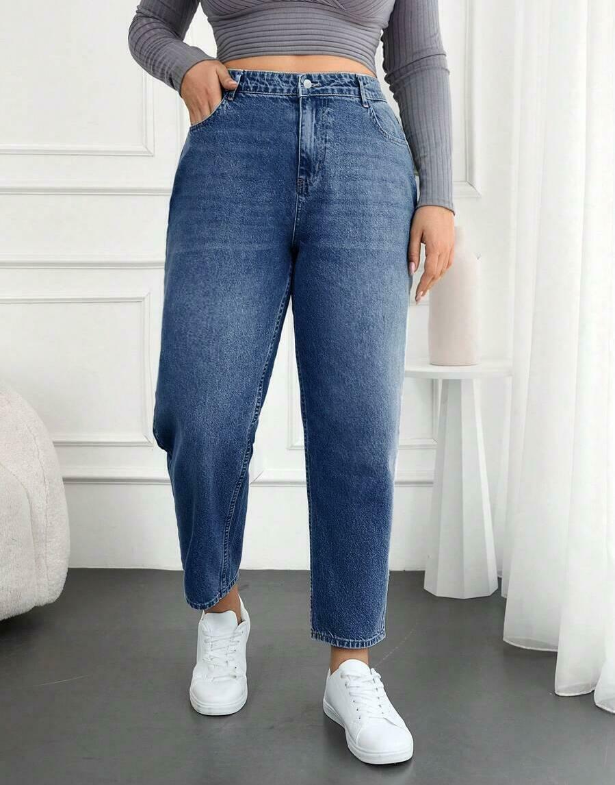 NIEBIESKIE SPODNIE MOM JEANS