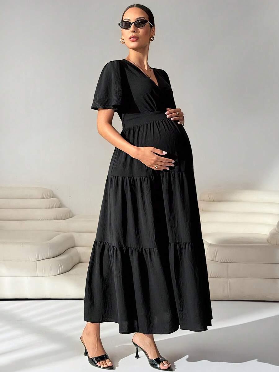 ciążowa midi sukienka v-neck