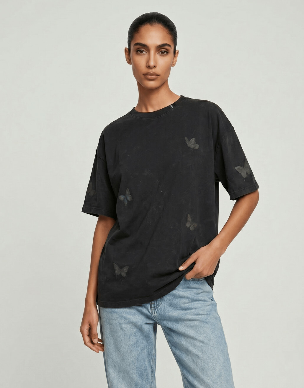 czarny t-shirt oversize NADRUK