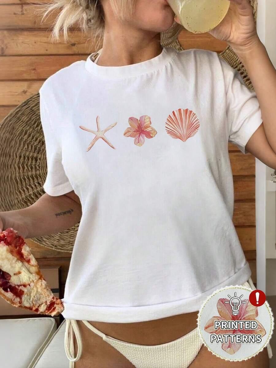 biały t-shirt nadruk 