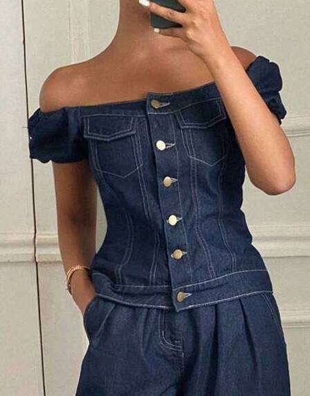 NIEBIESKI TOP JEANS 