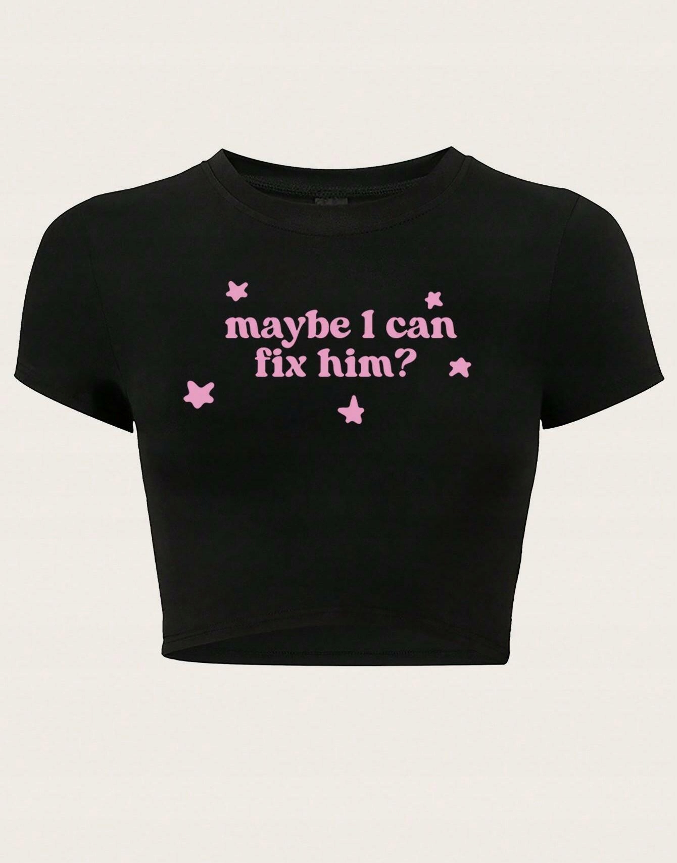 czarny top print 