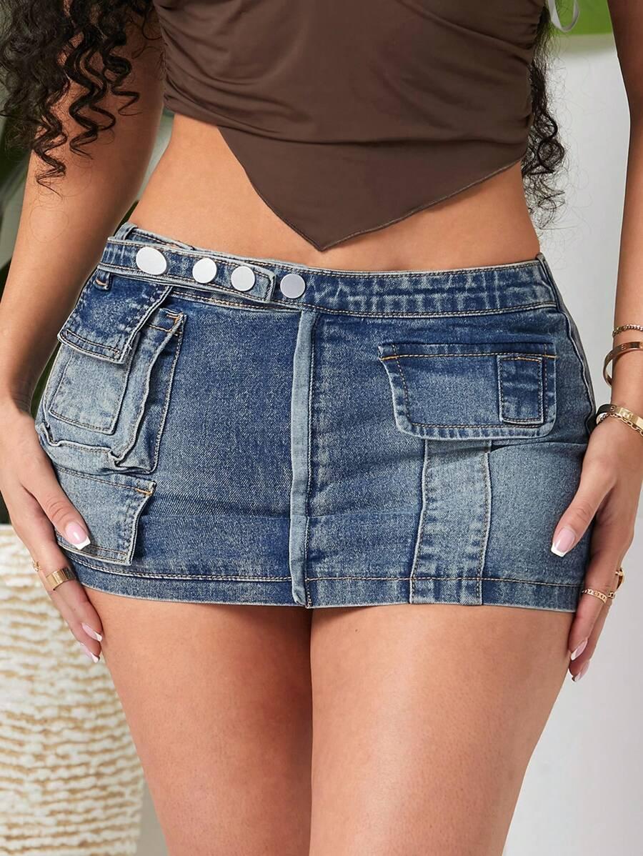 NIEBIESKA MINI SPÓDNICA JEANS