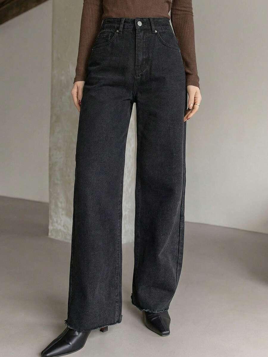 czarne spodnie wysoki stan jeans