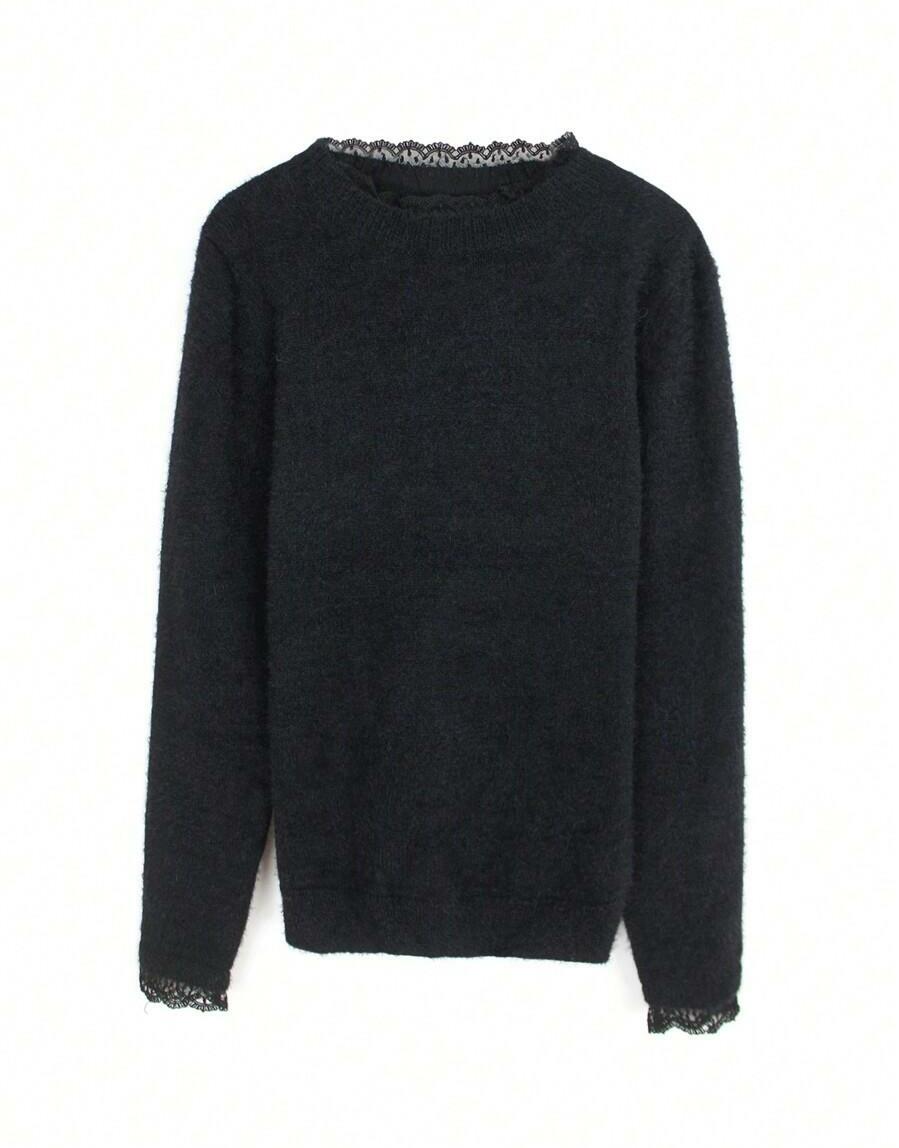 CZARNY SWETER KORONKA