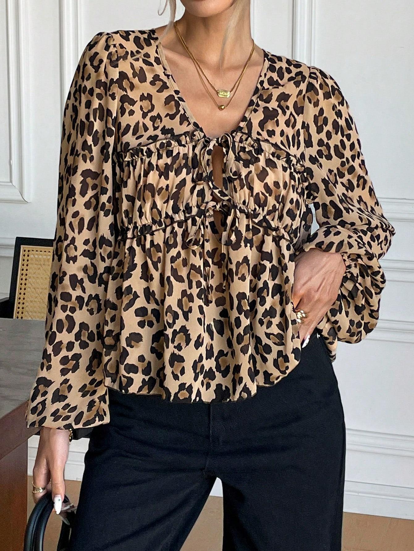 BLUZKA ANIMAL PRINT WIĄZANIE
