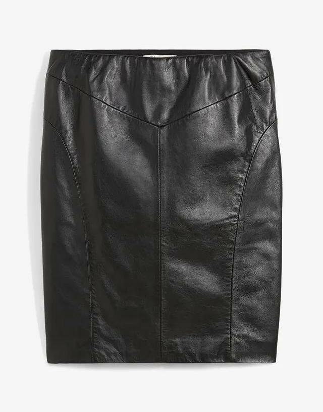 SPÓDNICA DAMSKA SKÓRA NATURALNA PROSTA PLUS SIZE 